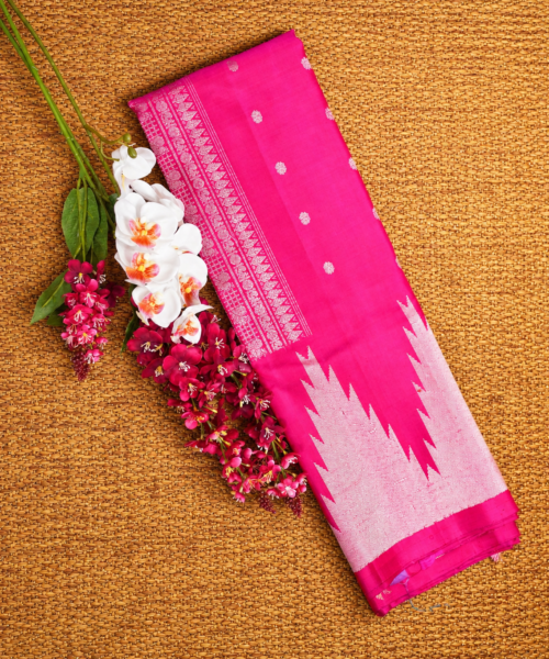 Pure Handloom Gadwal Silk Saree with Temple Border