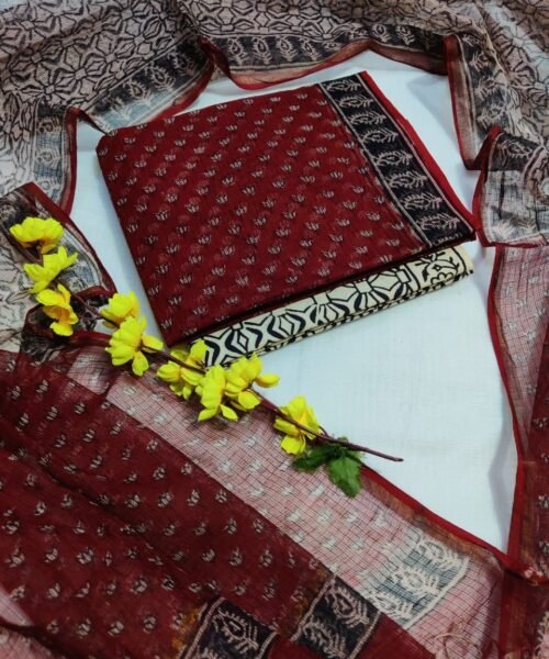 Kota Doriya Hand Block Printed Cotton Suits