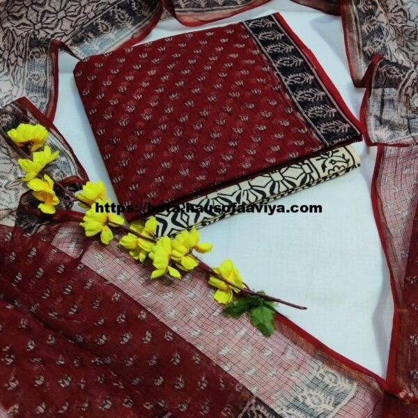 Kota Doriya Hand Block Printed Cotton Suits