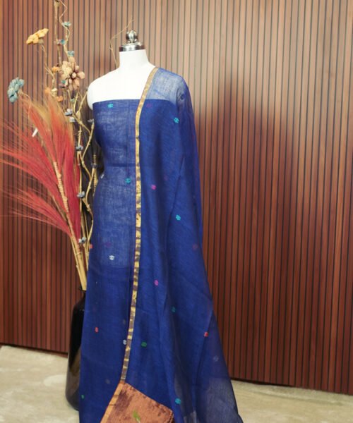 Alternative view of Pure Jayashree Linen Paithani Design Salwar Suit