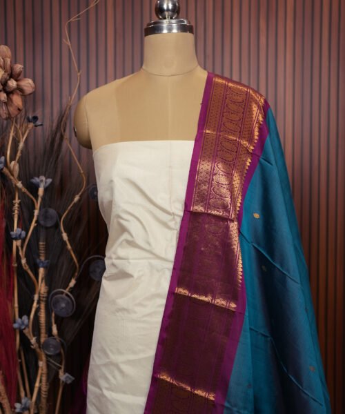 Alternative view of Pure Silk Gadwal Handloom Dupatta