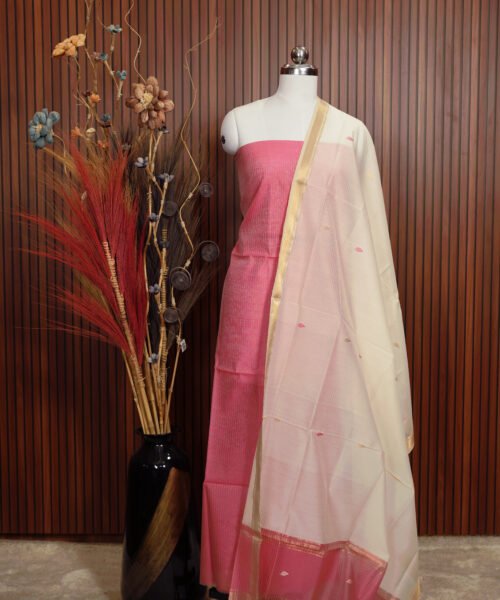 Handloom Maheshwari Silk Cotton Suit Set