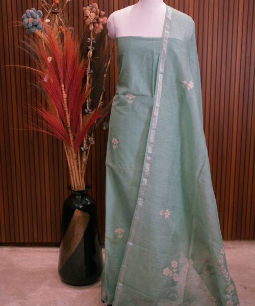 Linen Applique Cut Work Suit Set