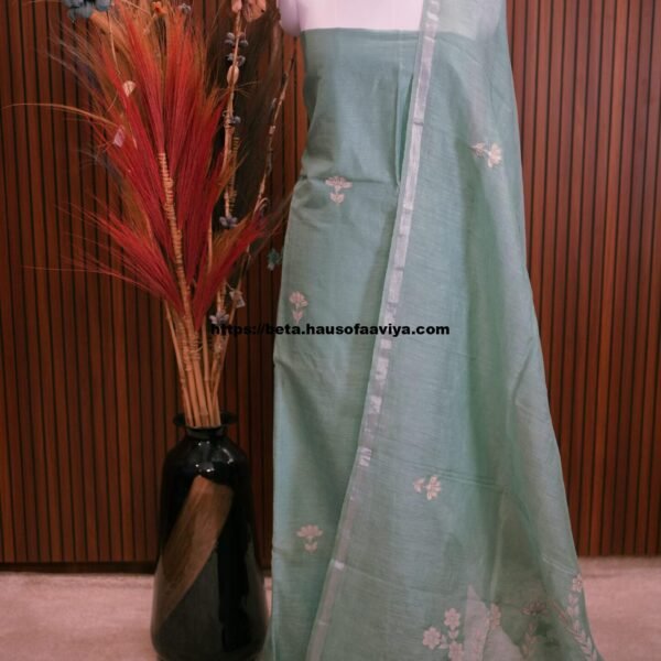 Linen Applique Cut Work Suit Set
