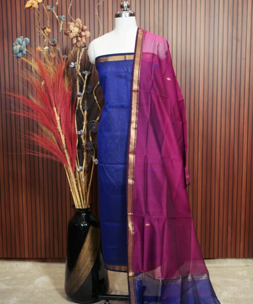 Handloom Maheshwari Silk Cotton Suit Set