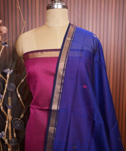 Alternative view of Handloom Maheshwari Silk Cotton Suit Set