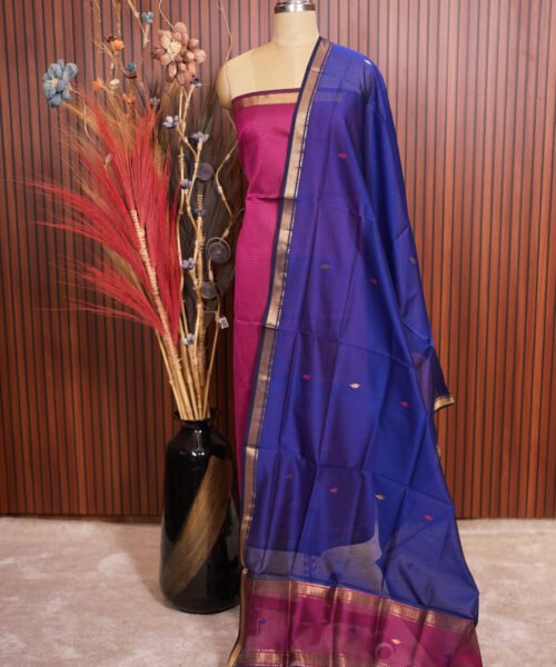 Handloom Maheshwari Silk Cotton Suit Set