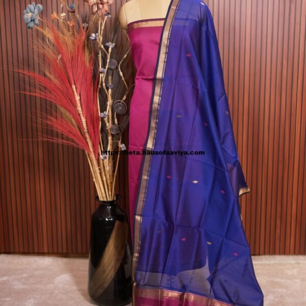 Handloom Maheshwari Silk Cotton Suit Set