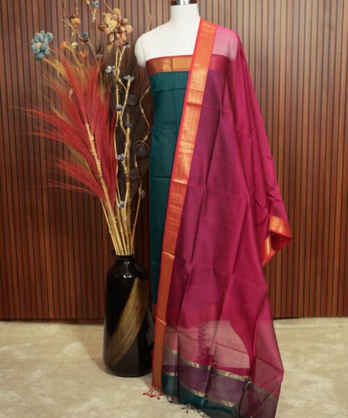 Handloom Maheshwari Silk Cotton Suit Set
