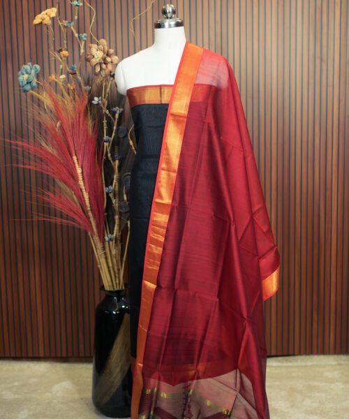 Handloom Maheshwari Silk Cotton Suit Set