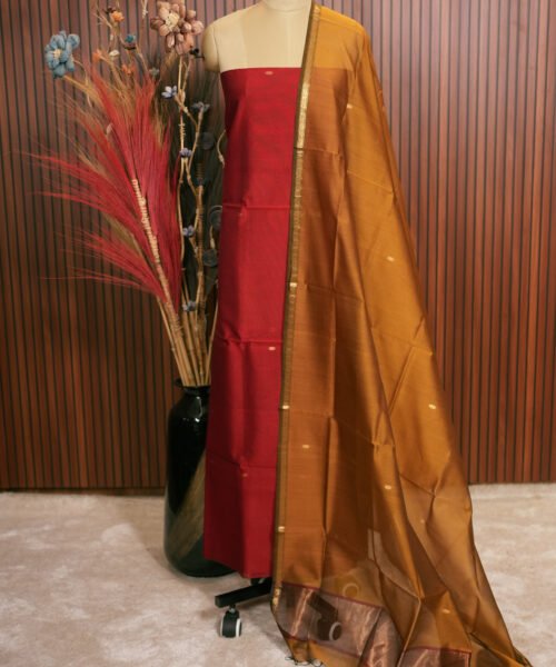 Handloom Maheshwari Silk Cotton Suit Set