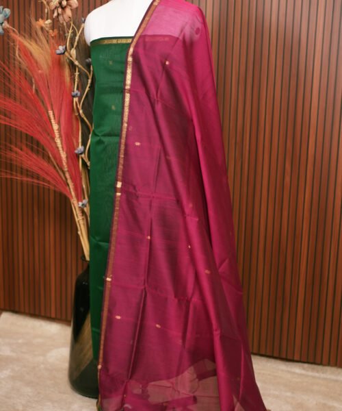 Alternative view of Handloom Maheshwari Silk Cotton Suit Set