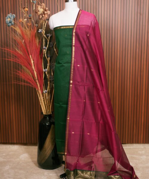Handloom Maheshwari Silk Cotton Suit Set