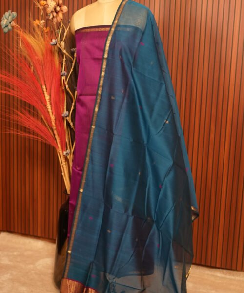 Alternative view of Handloom Maheshwari Silk Cotton Suit Set