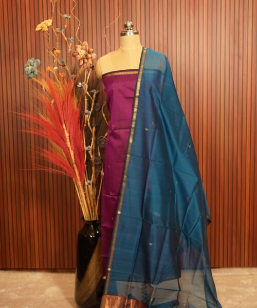 Handloom Maheshwari Silk Cotton Suit Set