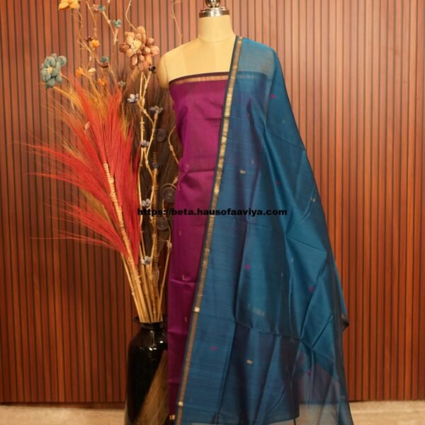 Handloom Maheshwari Silk Cotton Suit Set