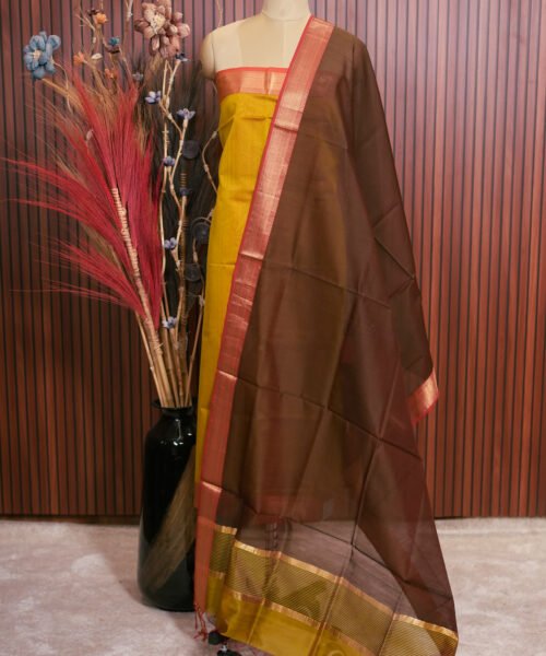 Handloom Maheshwari Silk Cotton Suit Set