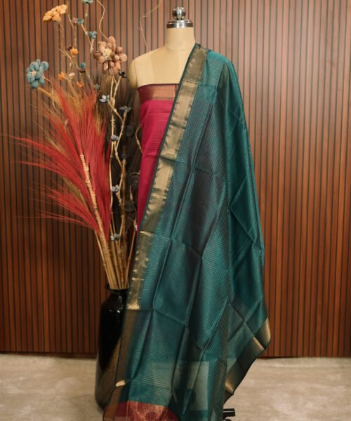 Handloom Maheshwari Silk Cotton Suit Set