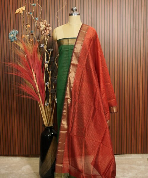 Handloom Maheshwari Silk Cotton Suit Set