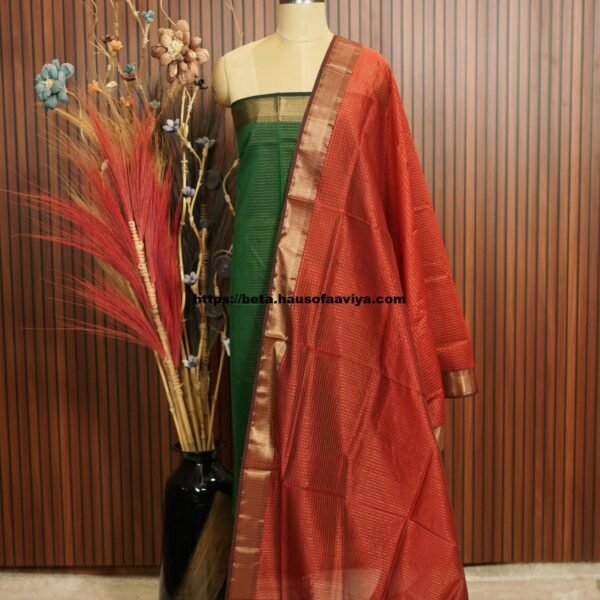 Handloom Maheshwari Silk Cotton Suit Set