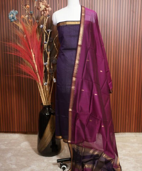 Handloom Maheshwari Silk Cotton Suit Set