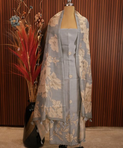 Chanderi Applique Work Suit Set