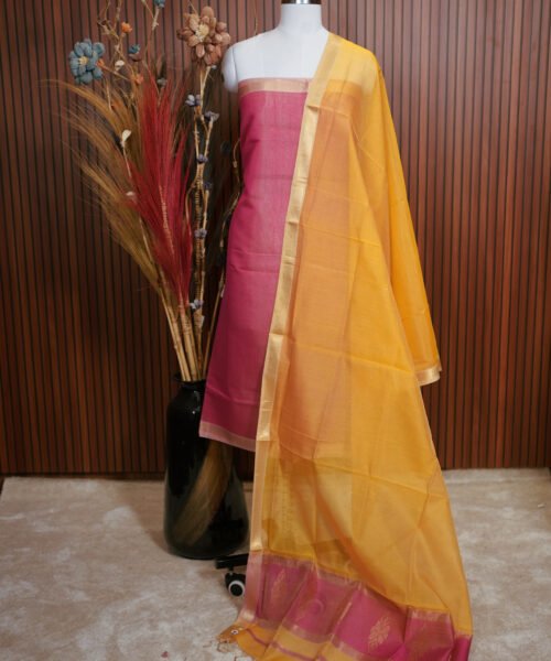 Handloom Maheshwari Silk Cotton Suit Set
