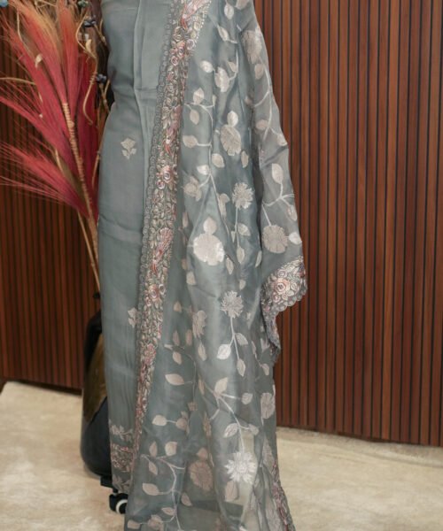 Alternative view of Organza Applique Cut Work Suit Set