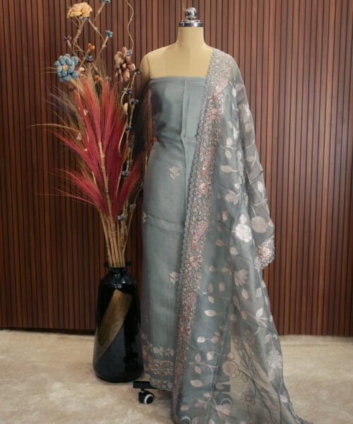 Organza Applique Cut Work Suit Set