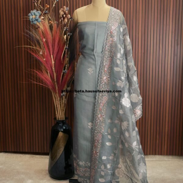 Organza Applique Cut Work Suit Set
