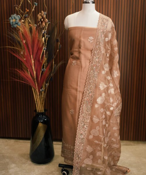 Organza Applique Cut Work Suit Set