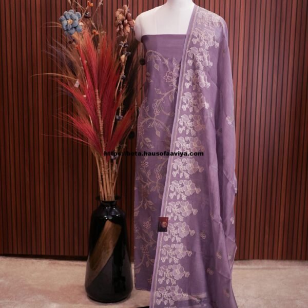 Chanderi Applique Cut Work Suit Set
