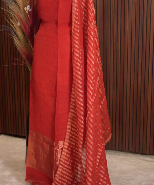 Alternative view of Pure Metallic Linen Salwar Suit