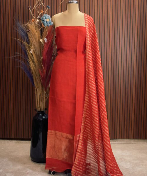 Pure Metallic Linen Salwar Suit