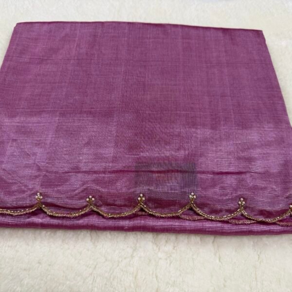 Mangalagiri Handloom Pattu Saree with Scallop Border & Rich Kardana Work