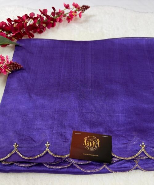 Mangalagiri Handloom Pattu Saree with Scallop Border & Rich Kardana Work
