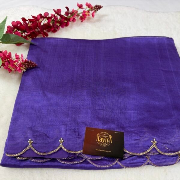 Mangalagiri Handloom Pattu Saree with Scallop Border & Rich Kardana Work
