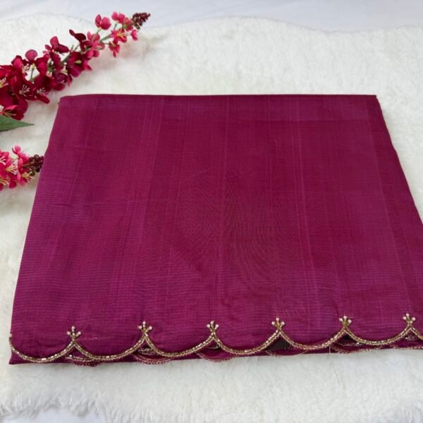 Mangalagiri Handloom Pattu Saree with Scallop Border & Rich Kardana Work