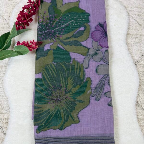 Muga Cotton Saree with Zari Border & Thread Weaving Design