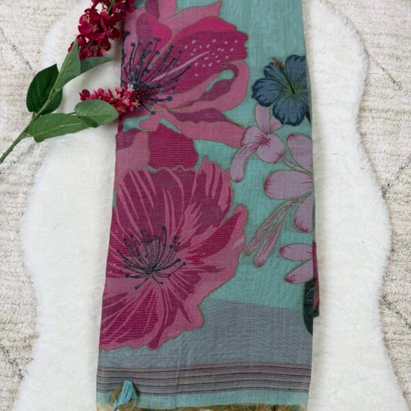 Muga Cotton Saree with Zari Border & Thread Weaving Design