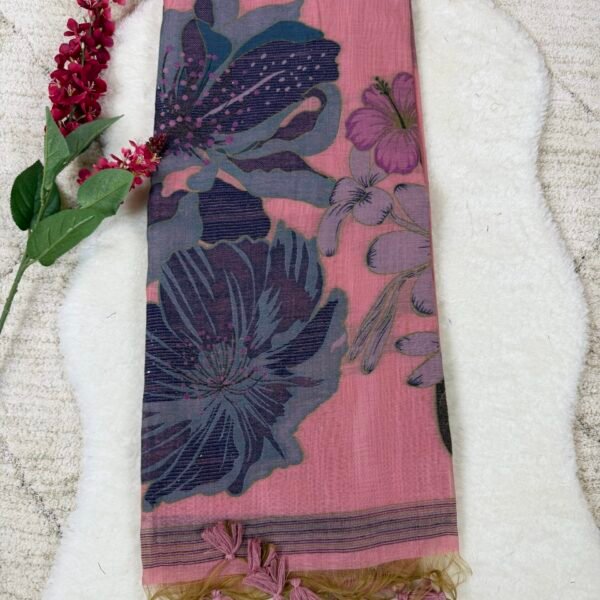 Muga Cotton Saree with Zari Border & Thread Weaving Design