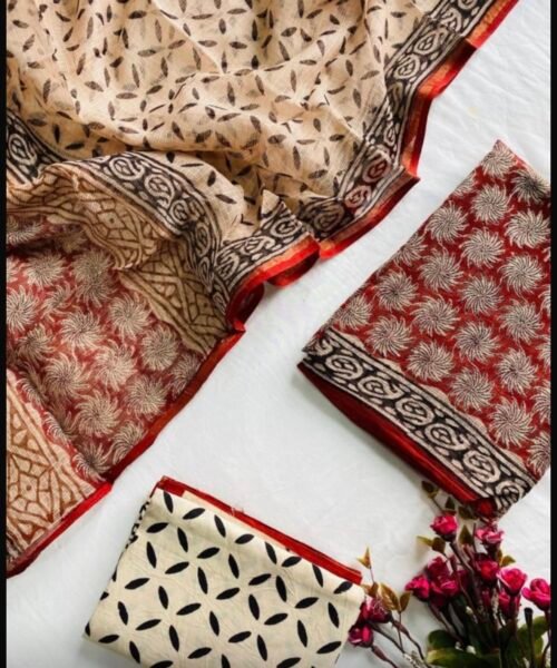 Kota Doriya Hand Block Printed Cotton Suits