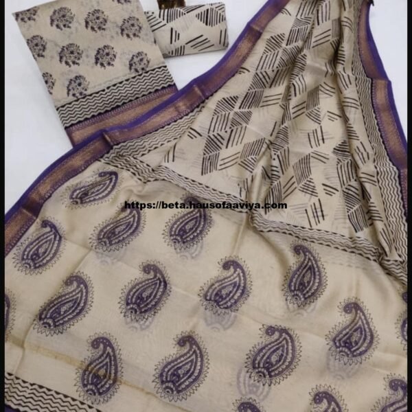 Maheshwari Silk Suit Set with Zari Border