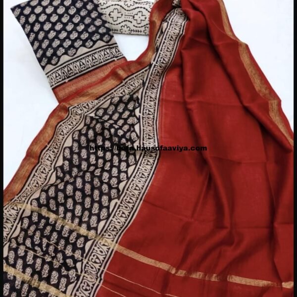Maheshwari Silk Suit Set with Zari Border