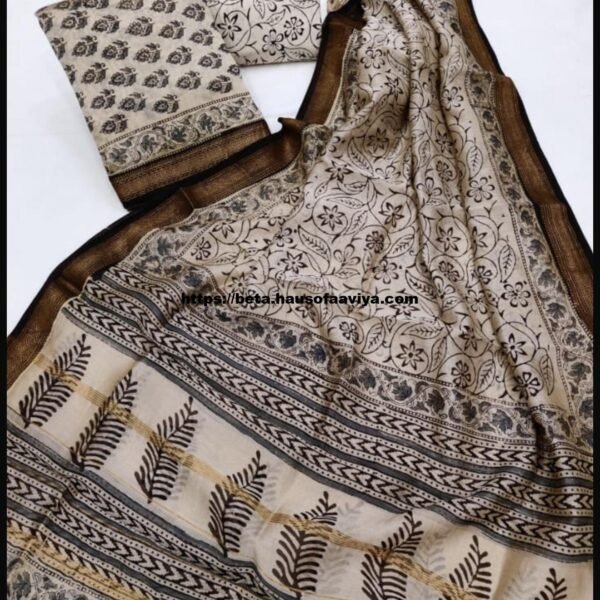 Maheshwari Silk Suit Set with Zari Border