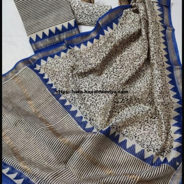Maheshwari Silk Suit Set with Zari Border