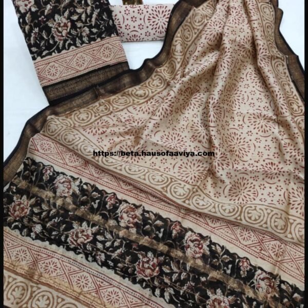 Maheshwari Silk Suit Set with Zari Border