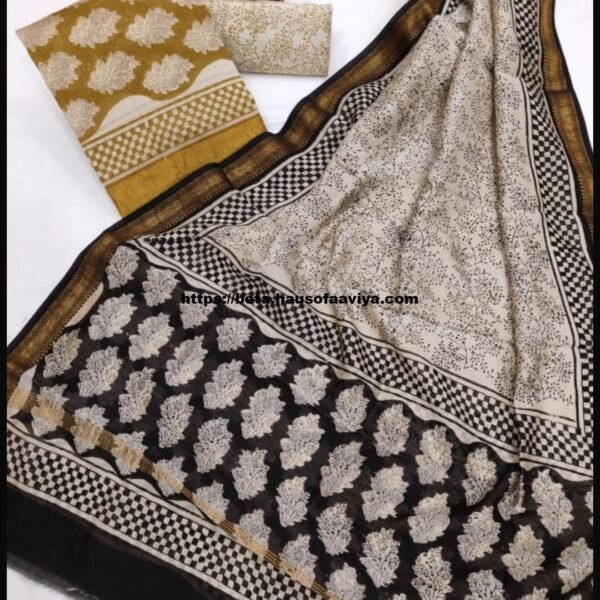 Maheshwari Silk Suit Set with Zari Border