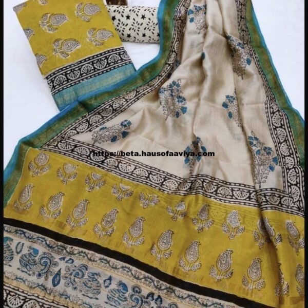 Maheshwari Silk Suit Set with Zari Border