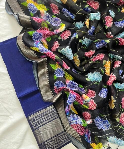 Mangalagiri Handloom Pattu Cotton Dress Set with Digital Print Dupatta